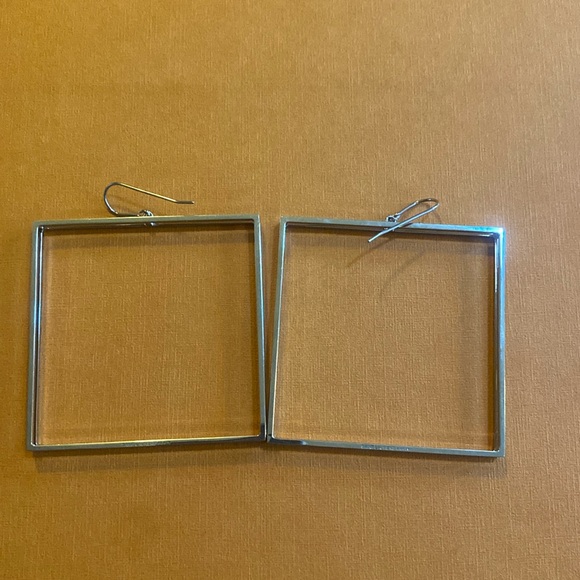 Saint Laurent Double Square Hoop Earrings in Metal - Picture 2 of 8